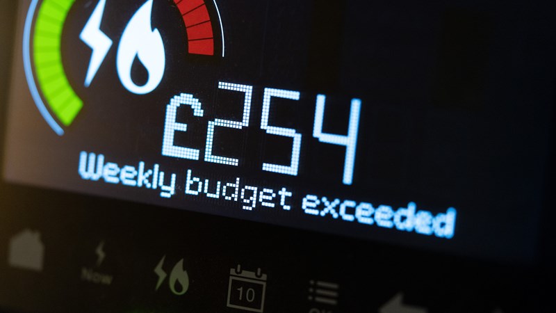 image of smart meter with weekly budget exceeded